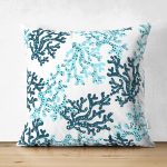 - Suet-K-8508-Gorsel1 - Realhomes Çift Taraflı Beyaz Zemin Üzerinde Renkli Deniz Otu Desenli Dijital Baskılı Modern Süet Yastık Kılıfı Realhomes