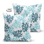 - Suet-K-8508-Gorsel2 - Realhomes Çift Taraflı Beyaz Zemin Üzerinde Renkli Deniz Otu Desenli Dijital Baskılı Modern Süet Yastık Kılıfı Realhomes