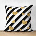 - Suet-K-8509-Gorsel1 - Realhomes  Çift Taraflı Beyaz Zeminli Gold Detaylı Kalp Dijital Baskılı Modern Süet Yastık Kırlent Kılıfı Realhomes