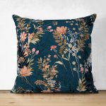 - Suet-K-8516-Gorsel1 - Realhomes Çift Taraflı Rengarenk Zemin Üzerinde Çiçek Desenli Dijital Baskılı Modern Süet Yastık Kırlent Kılıfı Realhomes
