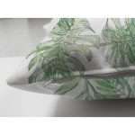 Çift Taraflı Beyaz Zemin Üzerinde Yeşil Yaprak Desenli Süet Yastık Kırlent Kılıfı Realhomes