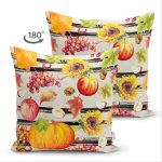 - Suet-K-8521-Gorsel2 - Realhomes Çift Taraflı Renkli Zemin Üzerinde Siyah Çizgili Bal Kabağı Desenli Süet Yastık Kırlent Kılıfı Realhomes