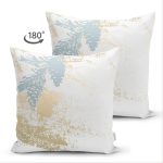 Çift Taraflı Beyaz Zemin Üzerinde Mermer Desenli Dijital Baskılı Modern Süet Yastık Kırlent Kılıfı Realhomes