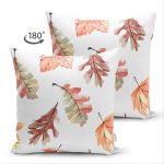 - Suet-K-8531-Gorsel2 - Realhomes Çift Taraflı Beyaz Zeminli Sonbahar Yaprak Desenli Dijital Baskılı Modern Süet Yastık Kırlent Kılıfı Realhomes