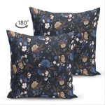 - Suet-K-8532-Gorsel2 - Realhomes Çift Taraflı Siyah Zemin Üzerinde Rengarenk Çiçek Desenli Süet Yastık Kırlent Kılıfı Realhomes