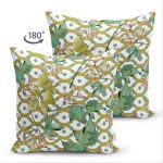 - Suet-K-8538-Gorsel2 - Realhomes Çift Taraflı Beyaz Zemin Üzerinde Yeşil Puantiyeli Yaprak Desenli Süet Yastık Kırlent Kılıfı Realhomes