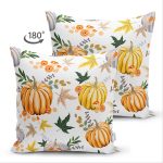 - Suet-K-8541-Gorsel2 - Realhomes Çift Taraflı Beyaz Zeminli Bal Kabağı Desenli Dijital Baskılı Modern Süet Yastık Kırlent Kılıfı Realhomes