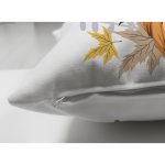 Çift Taraflı Beyaz Zeminli Bal Kabağı Desenli Dijital Baskılı Modern Süet Yastık Kırlent Kılıfı Realhomes