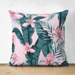 - Suet-K-8551-Gorsel1 - Realhomes Çift Taraflı Rengarenk Zemin Üzerinde Çiçek Desenli Dijital Baskılı Modern Süet Yastık Kırlent Kılıfı Realhomes