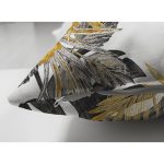 - Suet-K-8553-Gorsel3 - Realhomes Çift Taraflı Beyaz Zemin Üzerinde Gold Detaylı Siyah Yaprak Desenli Süet Yastık Kırlent Kılıfı Realhomes