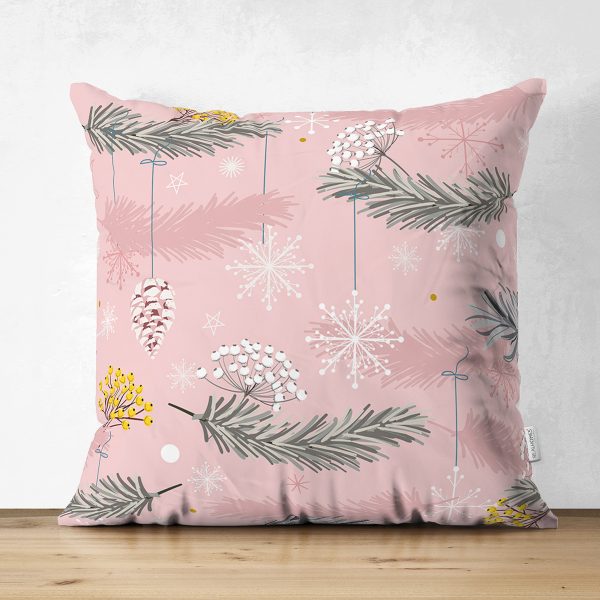 Çift Taraflı Renkli Zemin Üzerinde Kartane Desenli Yaprak Motifli Süet Yastık Kırlent Kılıfı Realhomes