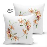 - Suet-K-8559-Gorsel2 - Realhomes Çift Taraflı Beyaz Zemin Üzerinde Rengarenk Çiçek Desenli Süet Yastık Kırlent Kılıfı Realhomes