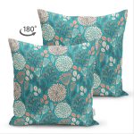 - Suet-K-8562-Gorsel2 - Realhomes  Çift Taraflı Renkli Zemin Üzerinde Yaprak Desenli Dijital Baskılı Modern Süet Yastık Kırlent Kılıfı Realhomes