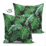 - Suet-K-8565-Gorsel2 - Realhomes Çift Taraflı Siyah Zemin Üzerinde Yeşil Yaprak Desenli Süet Yastık Kırlent Kılıfı Realhomes