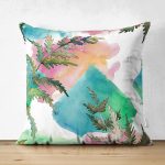 Çift Taraflı Beyaz Zemin Üzerinde Renkli Soyut Desenli Süet Yastık Kırlent Kılıfı Realhomes