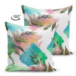 Çift Taraflı Beyaz Zemin Üzerinde Renkli Soyut Desenli Süet Yastık Kırlent Kılıfı Realhomes