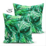 Çift Taraflı Beyaz Zemin Üzerinde Yeşil Yaprak Desenli Süet Yastık Kırlent Kılıfı Realhomes