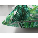 Çift Taraflı Beyaz Zemin Üzerinde Yeşil Yaprak Desenli Süet Yastık Kırlent Kılıfı Realhomes