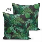 Çift Taraflı Siyah Zemin Üzerinde Yeşil Yaprak Desenli Süet Yastık Kırlent Kılıfı Realhomes