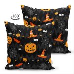 - Suet-K-8571-Gorsel2 - Realhomes Çift Taraflı Siyah Zeminli Bal Kabağı Desenli Dijital Baskılı Modern Süet Yastık Kırlent Kılıfı Realhomes