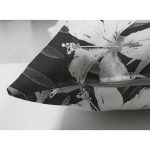 Çift Taraflı Siyah Zeminli Beyaz Çiçek Desenli Dijital Baskılı Modern Süet Yastık Kırlent Kılıfı Realhomes