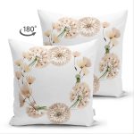 - Suet-K-8581-Gorsel2 - Realhomes Çift Taraflı Beyaz Zemin Üzerinde Çiçek Desenli Dijital Baskılı Modern Süet Yastık Kırlent Kılıfı Realhomes