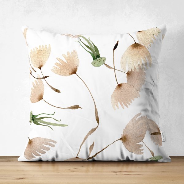 - Suet-K-8582-Gorsel1 - Realhomes  Çift Taraflı Beyaz Zemin Üzerinde Çiçek Desenli Dijital Baskılı Modern Süet Yastık Kırlent Kılıfı Realhomes