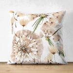 - Suet-K-8585-Gorsel1 - Realhomes Çift Taraflı Beyaz Zemin Üzerinde Çiçek Desenli Dijital Baskılı Modern Süet Yastık Kırlent Kılıfı Realhomes