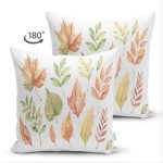 - Suet-K-8590-Gorsel2 - Realhomes Çift Taraflı Beyaz Zemin Üzerinde Sonbahar Desenli Yaprak Motifli Süet Yastık Kırlent Kılıfı Realhomes