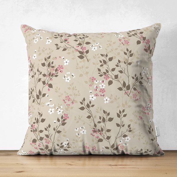 - Suet-K-8592-Gorsel1 - Realhomes  Çift Taraflı Pastel Zemin Üzerinde Çiçek Desenli Dijital Baskılı Modern Süet Yastık Kırlent Kılıfı Realhomes