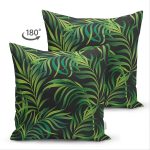 - Suet-K-8593-Gorsel2 - Realhomes Çift Taraflı Siyah Zemin Üzerinde Yeşil Yaprak Desenli Süet Yastık Kırlent Kılıfı Realhomes