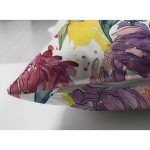 Çift Taraflı Beyaz Zemin Üzerinde Rengarenk Soyut Çizimli Çiçek Desenli Süet Yastık Kırlent Kılıfı Realhomes