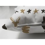 Çift Taraflı Beyaz Zemin Üzerinde Geyik Desenli Dijital Baskılı Modern Süet Yastık Kırlent Kılıfı Realhomes