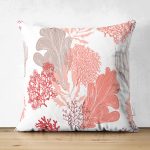 - Suet-K-8597-Gorsel1 - Realhomes  Çift Taraflı Beyaz Zeminli Renkli Yaprak Desenli Dijital Baskılı Modern Süet Yastık Kırlent Kılıfı Realhomes