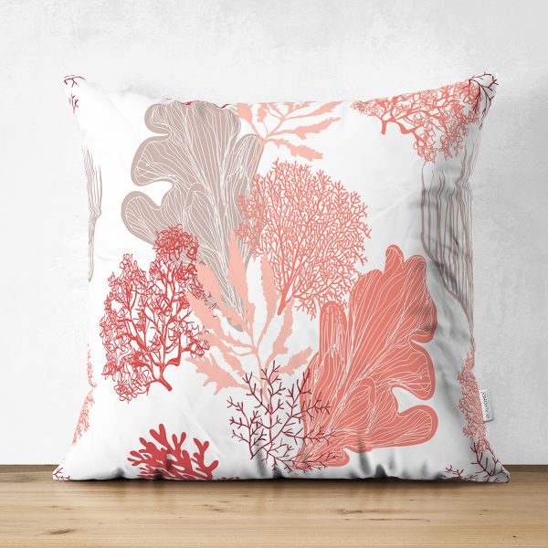 - Suet-K-8597-Gorsel1 - Realhomes  Çift Taraflı Beyaz Zeminli Renkli Yaprak Desenli Dijital Baskılı Modern Süet Yastık Kırlent Kılıfı Realhomes