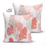- Suet-K-8597-Gorsel2 - Realhomes  Çift Taraflı Beyaz Zeminli Renkli Yaprak Desenli Dijital Baskılı Modern Süet Yastık Kırlent Kılıfı Realhomes