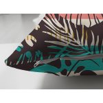 Çift Taraflı Siyah Zemin Üzerinde Yaprak Desenli Dijital Baskılı Modern Süet Yastık Kırlent Kılıfı Realhomes