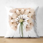 Çift Taraflı Beyaz Zemin Üzerinde Çiçek Desenli Dijital Baskılı Modern Süet Yastık Kırlent Kılıfı Realhomes