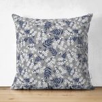 - Suet-K-8614-Gorsel1 - Realhomes Çift Taraflı Renkli Zeminli Beyaz Papatya Desenli Dijital Baskılı Modern Süet Yastık Kırlent Kılıfı Realhomes