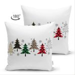 - Suet-K-8621-Gorsel2 - Realhomes Çift Taraflı Beyaz Zemin Üzerinde Ekoseli Çamağacı Desenli Dijital Baskılı Modern Süet Yastık Kılıfı Realhomes