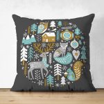 Çift Taraflı Pastel Zemin Üzerinde Yılbaşı Desenli Dijital Baskılı Modern Süet Yastık Kırlent Kılıfı Realhomes