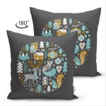 Çift Taraflı Pastel Zemin Üzerinde Yılbaşı Desenli Dijital Baskılı Modern Süet Yastık Kırlent Kılıfı Realhomes