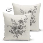 Çift Taraflı Pastel Zemin Üzerinde Çiçek Desenli Dijital Baskılı Modern Süet Yastık Kırlent Kılıfı Realhomes