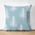 - Suet-K-8631-Gorsel1 - Realhomes Çift Taraflı Renkli Zemin Üzerinde Beyaz Çam Ağacı Desenli Dijital Baskılı Modern Süet Yastık Kılıfı Realhomes