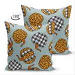 - Suet-K-8638-Gorsel2 - Realhomes Çift Taraflı Pastel Zeminli Ekoseli Balkabağı Dijital Baskılı Modern Süet Yastık Kırlent Kılıfı Realhomes
