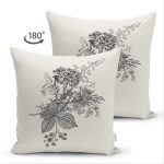 Çift Taraflı Pastel Zemin Üzerinde Çiçek Desenli Dijital Baskılı Modern Süet Yastık Kırlent Kılıfı Realhomes