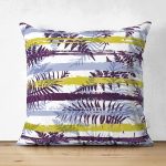 Çift Taraflı Beyaz Zemin Üzerinde Renkli Çizgi Desenli Süet Yastık Kırlent Kılıfı Realhomes