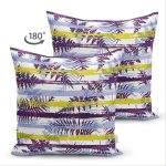 Çift Taraflı Beyaz Zemin Üzerinde Renkli Çizgi Desenli Süet Yastık Kırlent Kılıfı Realhomes