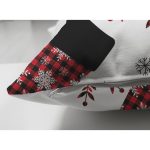 - Suet-K-8647-Gorsel3 - Realhomes Çift Taraflı Beyaz Zemin Üzerinde Ekoseli Kartanesi Desenli Modern Süet Yastık Kırlent Kılıfı Realhomes