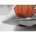 Çift Taraflı Beyaz Zemin Üzerinde Ayçiçek Desenli Ekoseli Balkabağı Süet Yastık Kırlent Kılıfı Realhomes